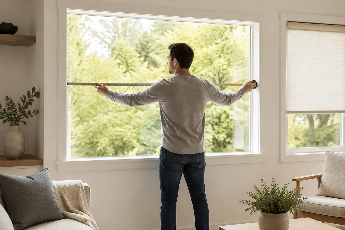 Measuring a window for inside-mount or outside-mount custom shades
