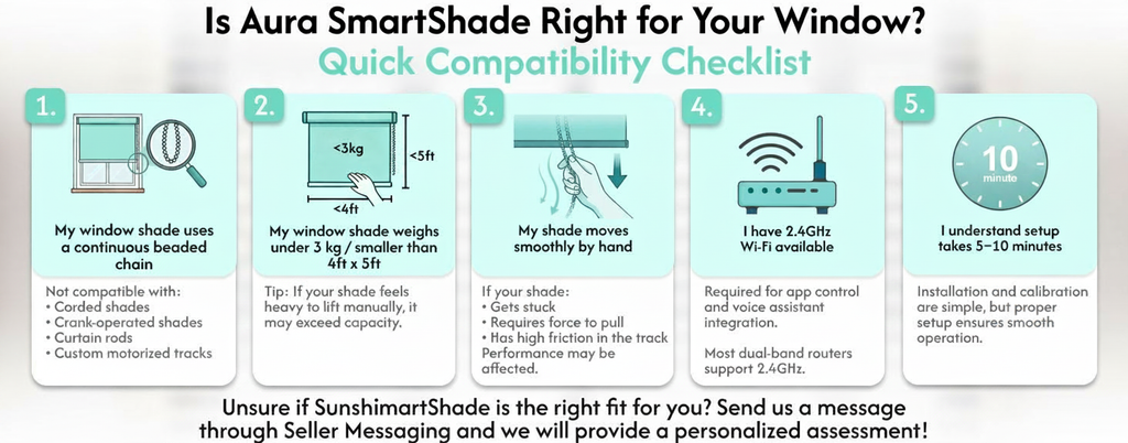 Sunshieldor Smart Shade Driver, WiFi Remote Voice Control for Beaded Roller Blinds, Rechargeable & Schedulable
