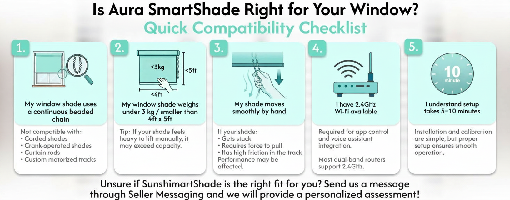 Sunshieldor Smart Shade Driver, WiFi Remote Voice Control for Beaded Roller Blinds, Rechargeable & Schedulable