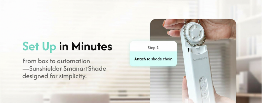 Sunshieldor Smart Shade Driver, WiFi Remote Voice Control for Beaded Roller Blinds, Rechargeable & Schedulable