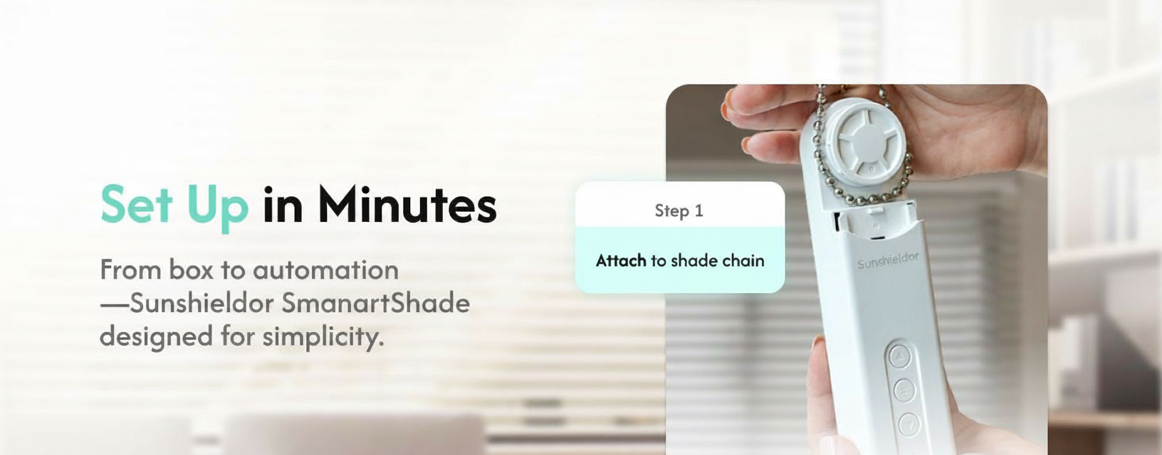 Sunshieldor Smart Shade Driver, WiFi Remote Voice Control for Beaded Roller Blinds, Rechargeable & Schedulable