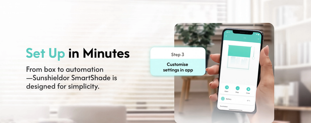 Sunshieldor Smart Shade Driver, WiFi Remote Voice Control for Beaded Roller Blinds, Rechargeable & Schedulable