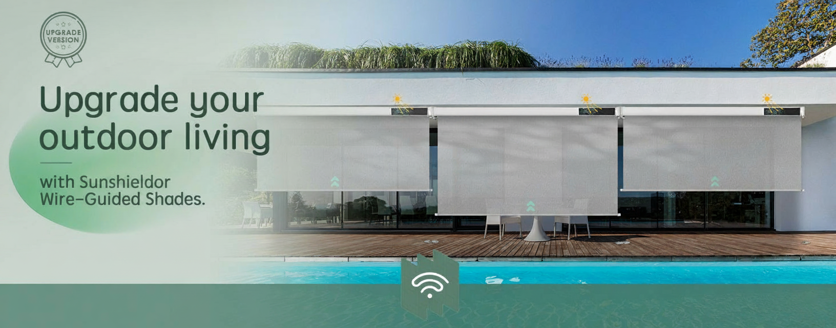 Sunshieldor Motorized Waterproof Outdoor Roller Shades, Smart Retractable Patio Screens with App & Remote Control for Porch