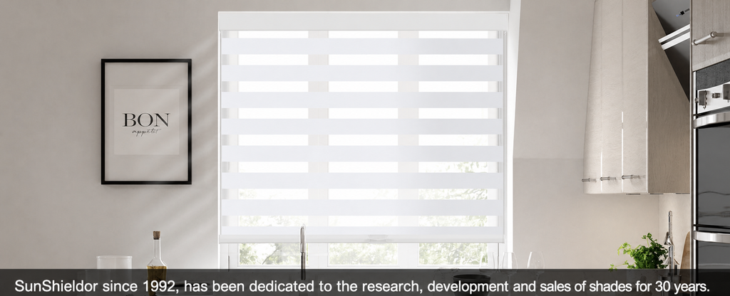 Custom Size SunShieldor Cordless Zebra Blinds for Windows with Upgraded Cassette Free-Stop Blackout Dual Layers Sheer Roller Shades Thermal Insulated Blinds for Office & Living Room