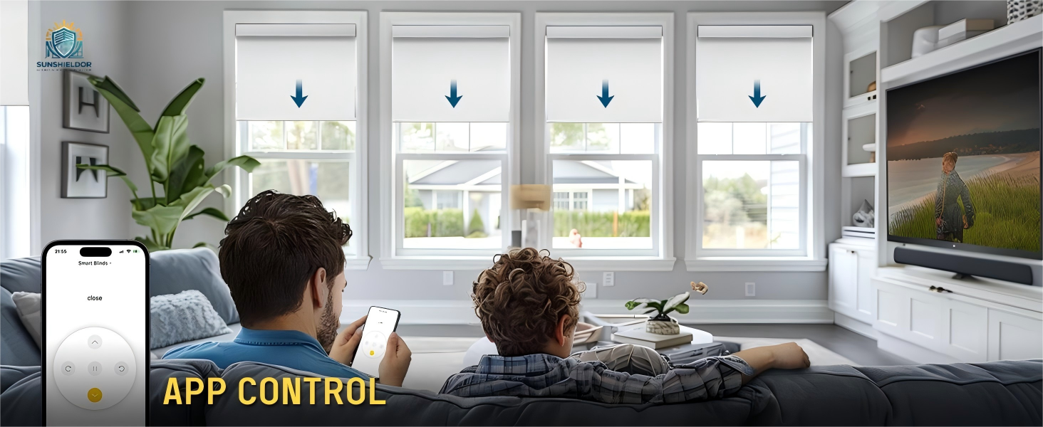 Custom Size SunShield Motorized Zebra Blinds, 95% Blackout Rechargeable Remote Control Shades for Home