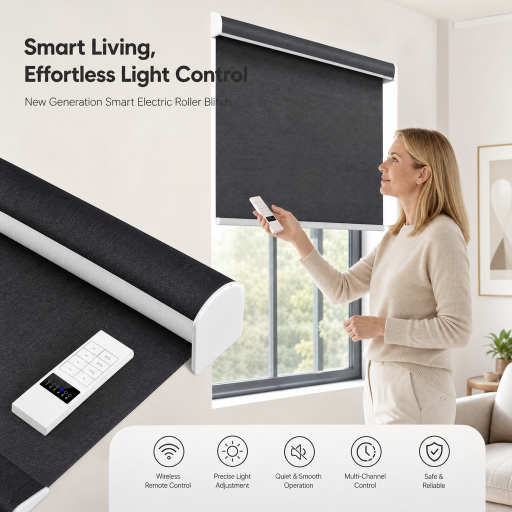 SunShieldor motorized blackout roller shades with remote control